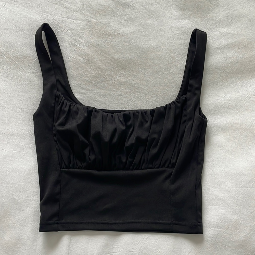 Zara Rouched Black Tank